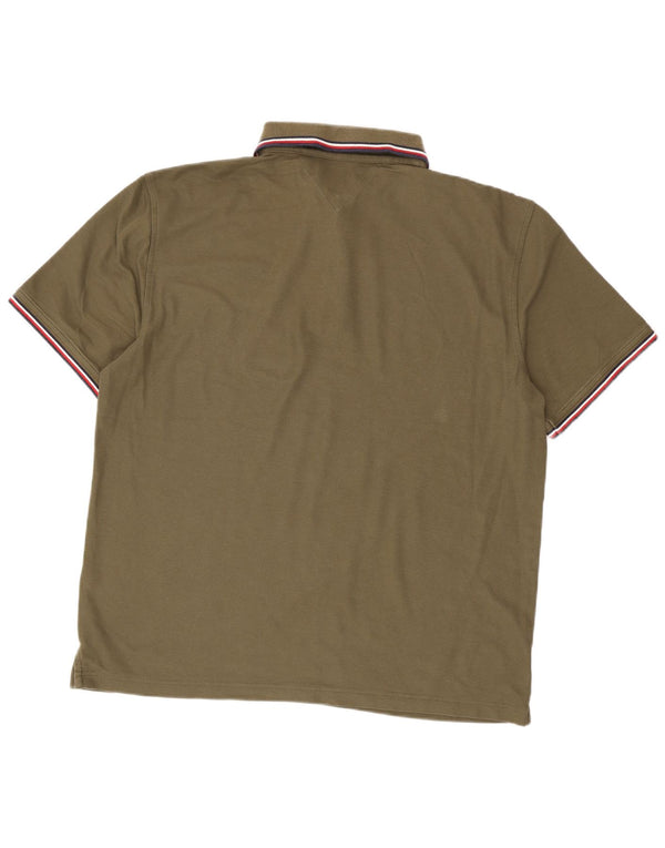 Tommy Hilfiger Mens Regular Fit Polo Shirt 2XL Khaki Cotton