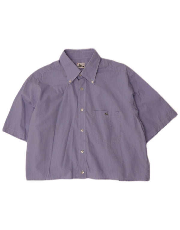 LACOSTE Womens Crop Oversized Short Sleeve Shirt Size 43 Large Blue