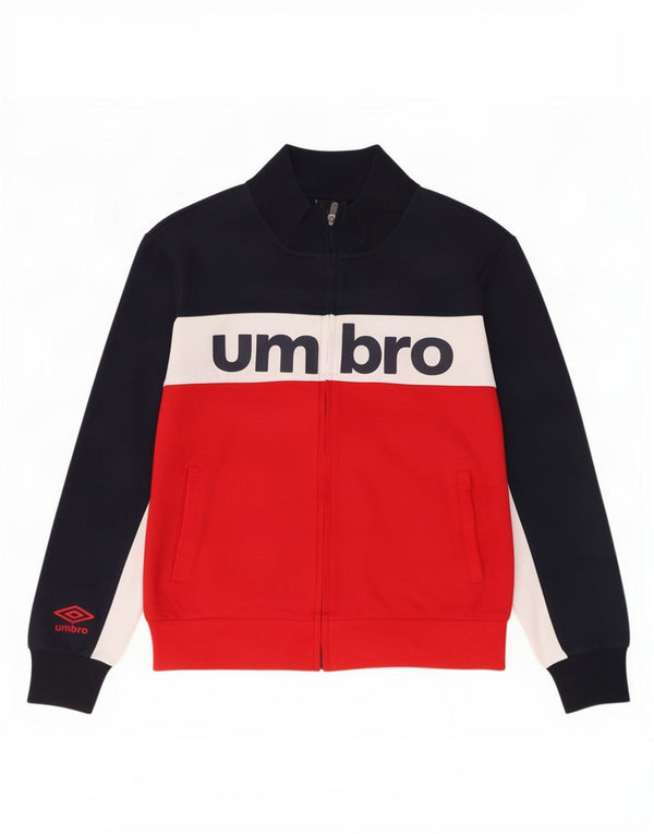 Umbro Mens Graphic Tracksuit Top Jacket Medium Navy Blue Colourblock Cotton