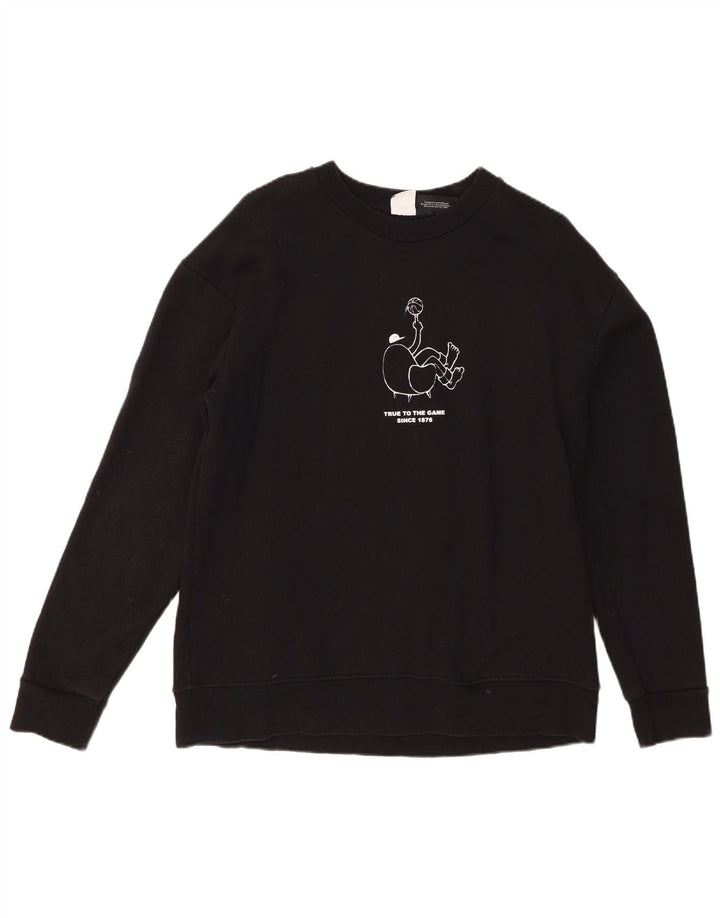 Zara Mens Graphic Sweatshirt Jumper Large Black Cotton