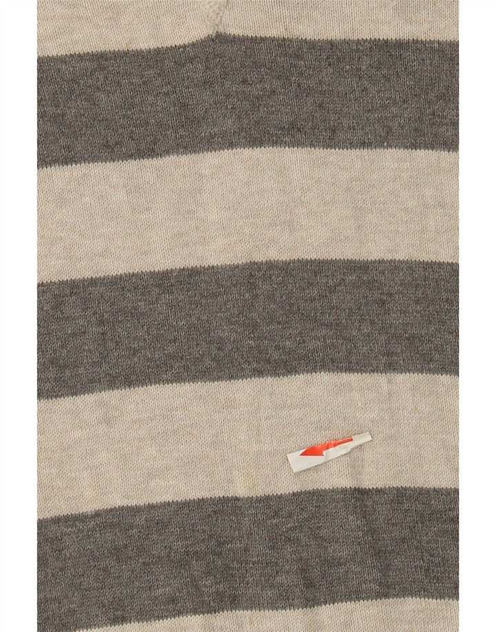 Timberland Mens Crew Neck Jumper Sweater Medium Grey Striped Cotton