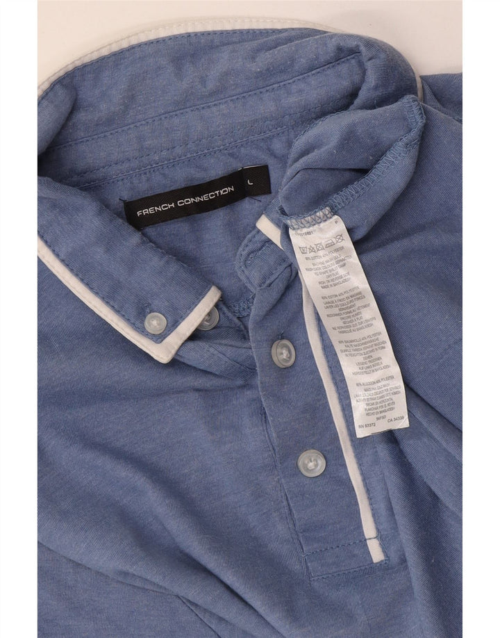 French Connection Mens Polo Shirt Large Blue Cotton