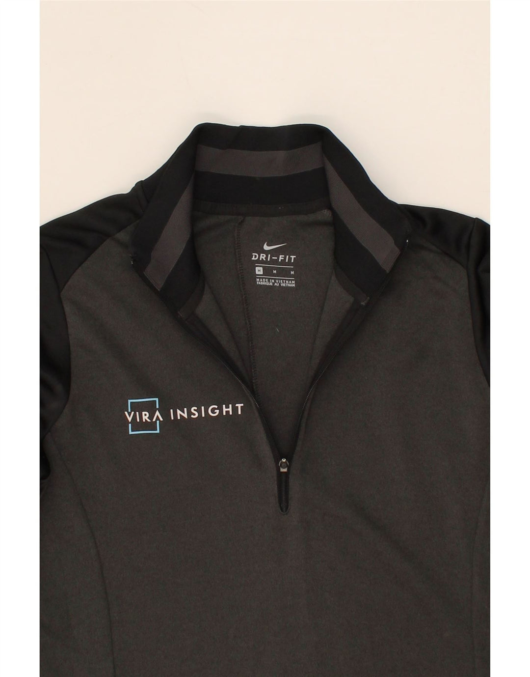 NIKE Womens Dri Fit Pullover Tracksuit Top UK 12 Medium Grey Colourblock Vintage Nike and Second-Hand Nike from Messina Hembry 