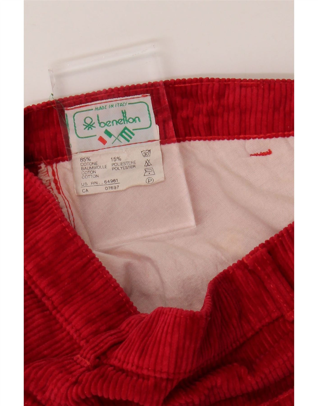 BENETTON Womens Tapered Corduroy Trousers W29 L32 Red Cotton