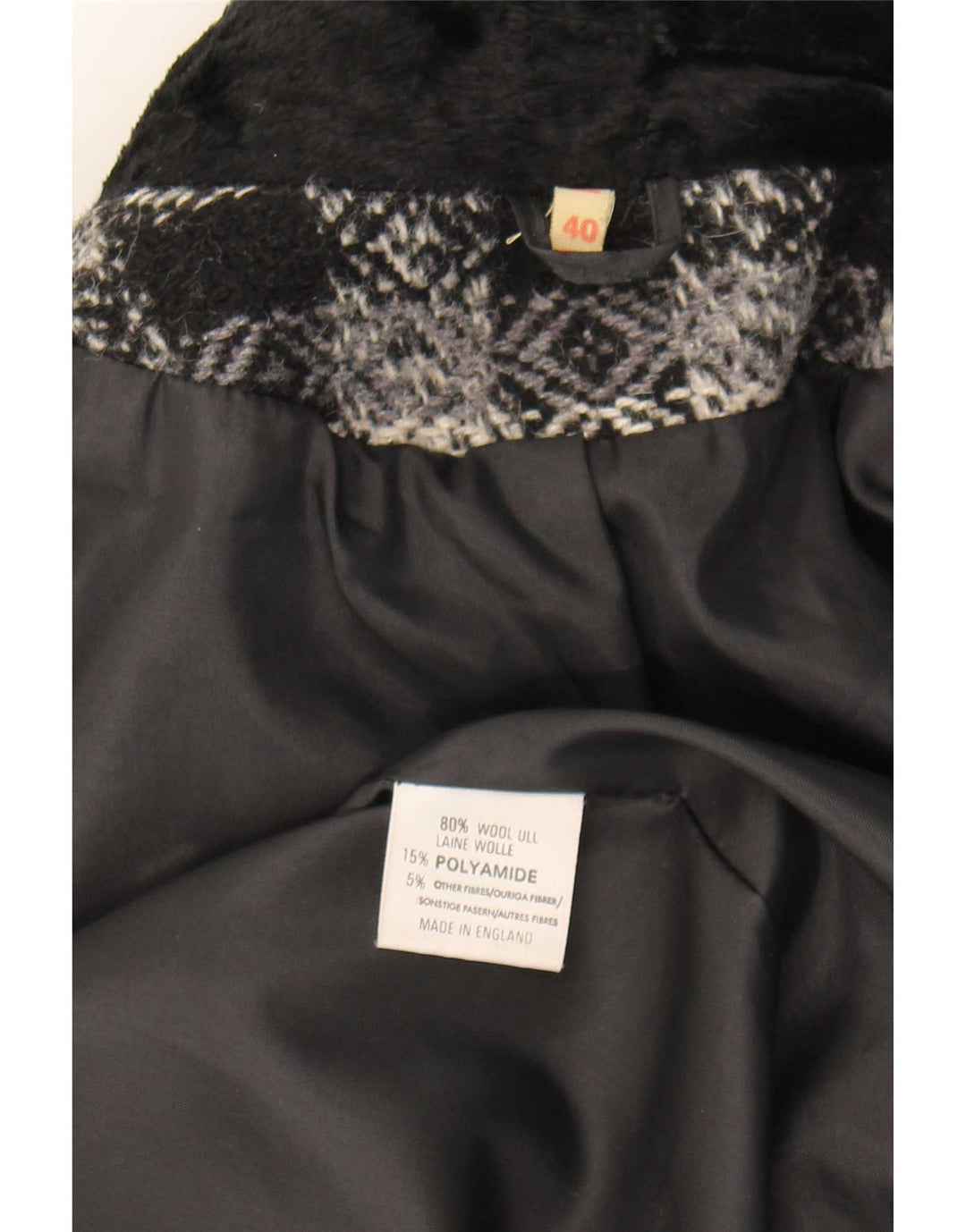 Vintage Womens Oversized Double Breasted Coat EU 40 Medium Black Geometric