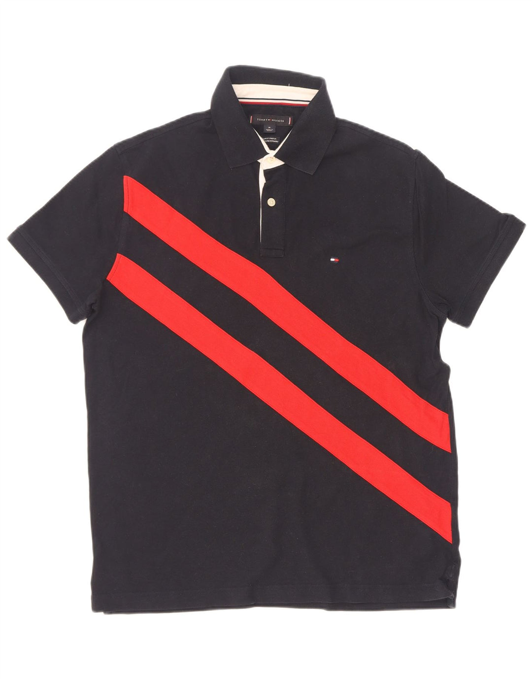 Tommy Hilfiger Mens Regular Fit Polo Shirt Medium Navy Blue Colourblock