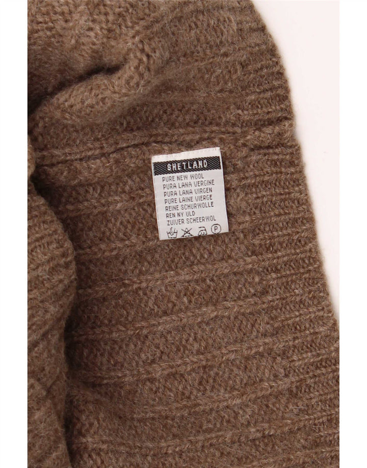MC Kenzy Mens Cardigan Sweater Large Brown Wool
