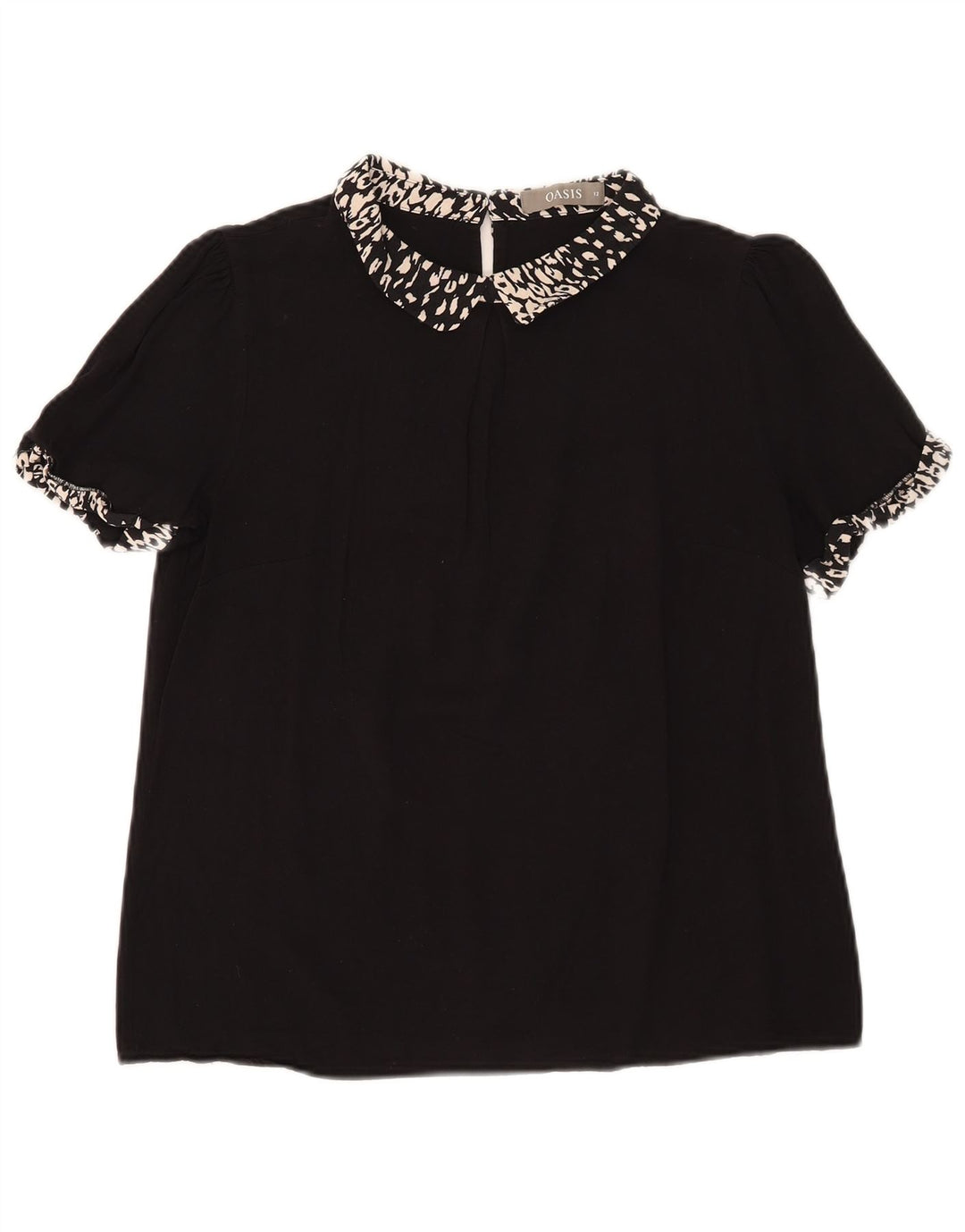 Oasis Womens Blouse Top UK 12 Medium Black Animal Print