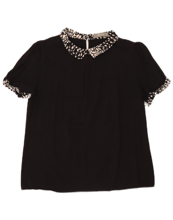 Oasis Womens Blouse Top UK 12 Medium Black Animal Print