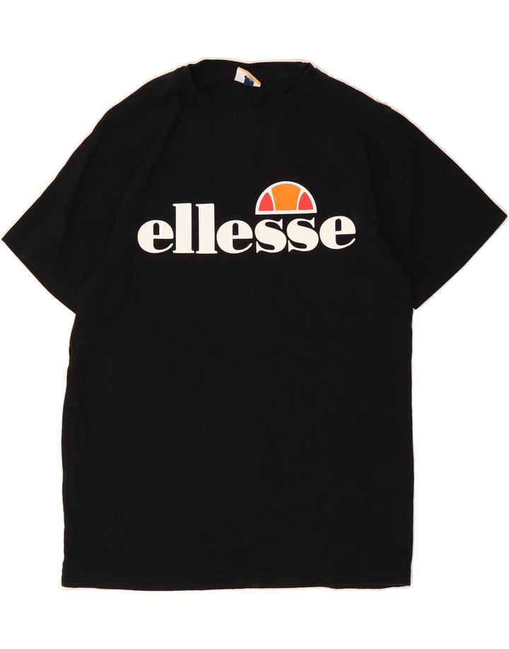 ELLESSE Womens Oversized Graphic T-Shirt Top UK 10 Small Black Cotton Vintage Ellesse and Second-Hand Ellesse from Messina Hembry 