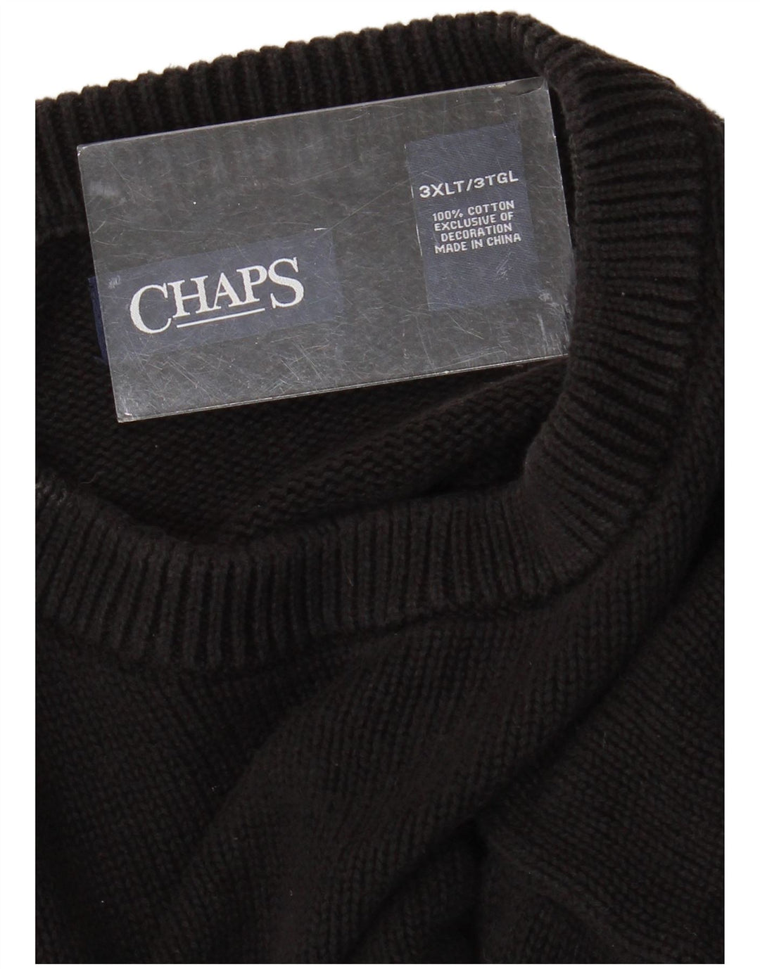 CHAPS Mens Tall Crew Neck Jumper Sweater 3XL Black Cotton