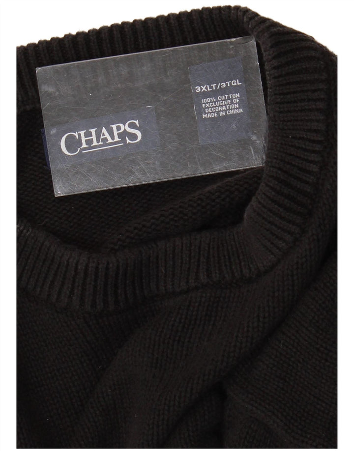 CHAPS Mens Tall Crew Neck Jumper Sweater 3XL Black Cotton