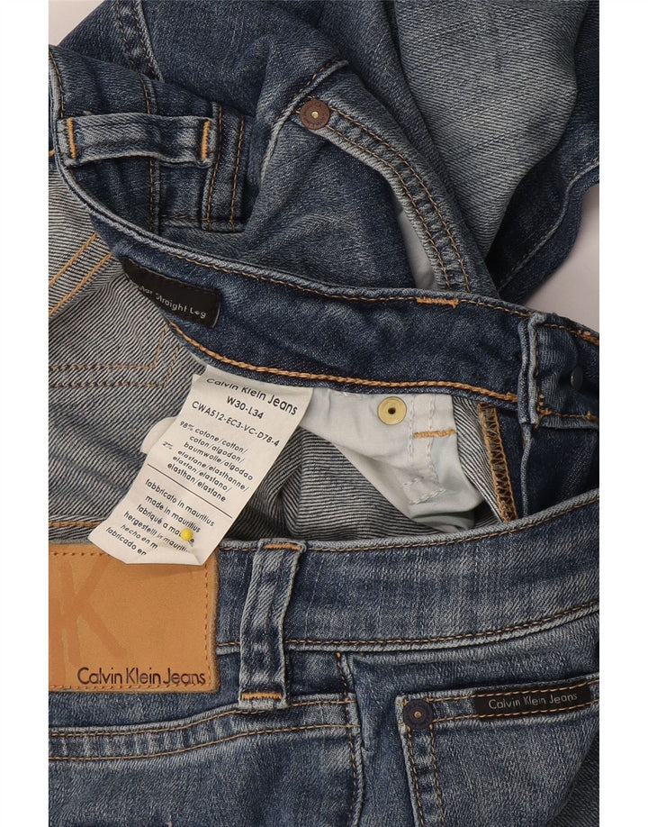 Calvin Klein Womens Straight Jeans W30 L34 Blue Cotton