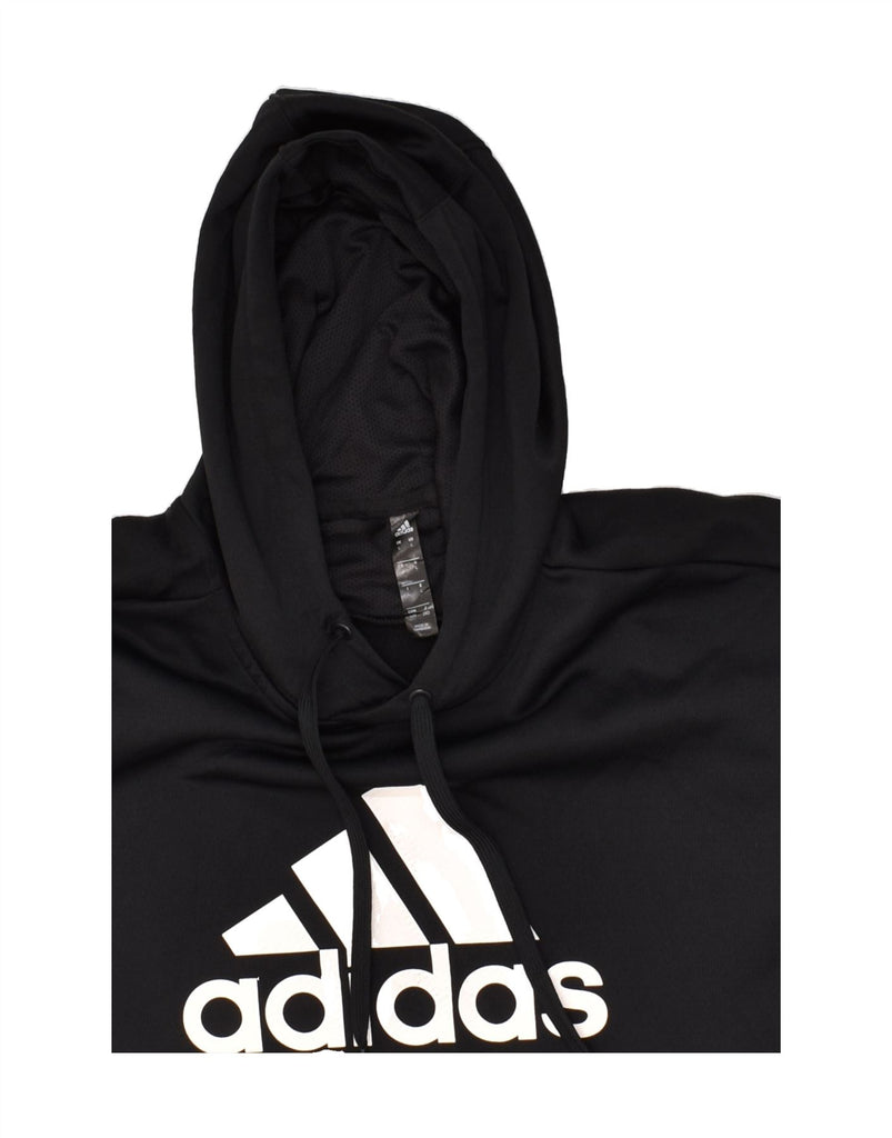 ADIDAS Mens Graphic Hoodie Jumper Large Black Polyester | Vintage Adidas | Thrift | Second-Hand Adidas | Used Clothing | Messina Hembry 