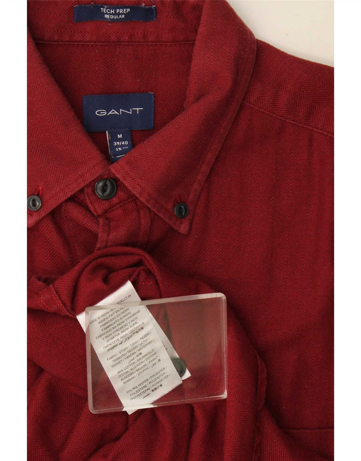 Gant Mens Regular Shirt Medium Burgundy Herringbone Cotton