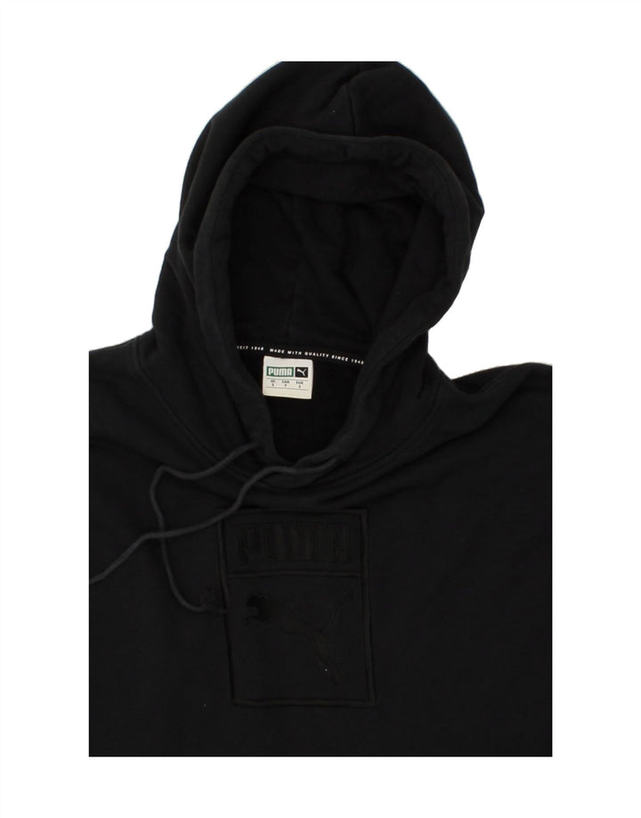 PUMA Mens Graphic Hoodie Jumper Small Black Cotton Vintage Puma and Second-Hand Puma from Messina Hembry 