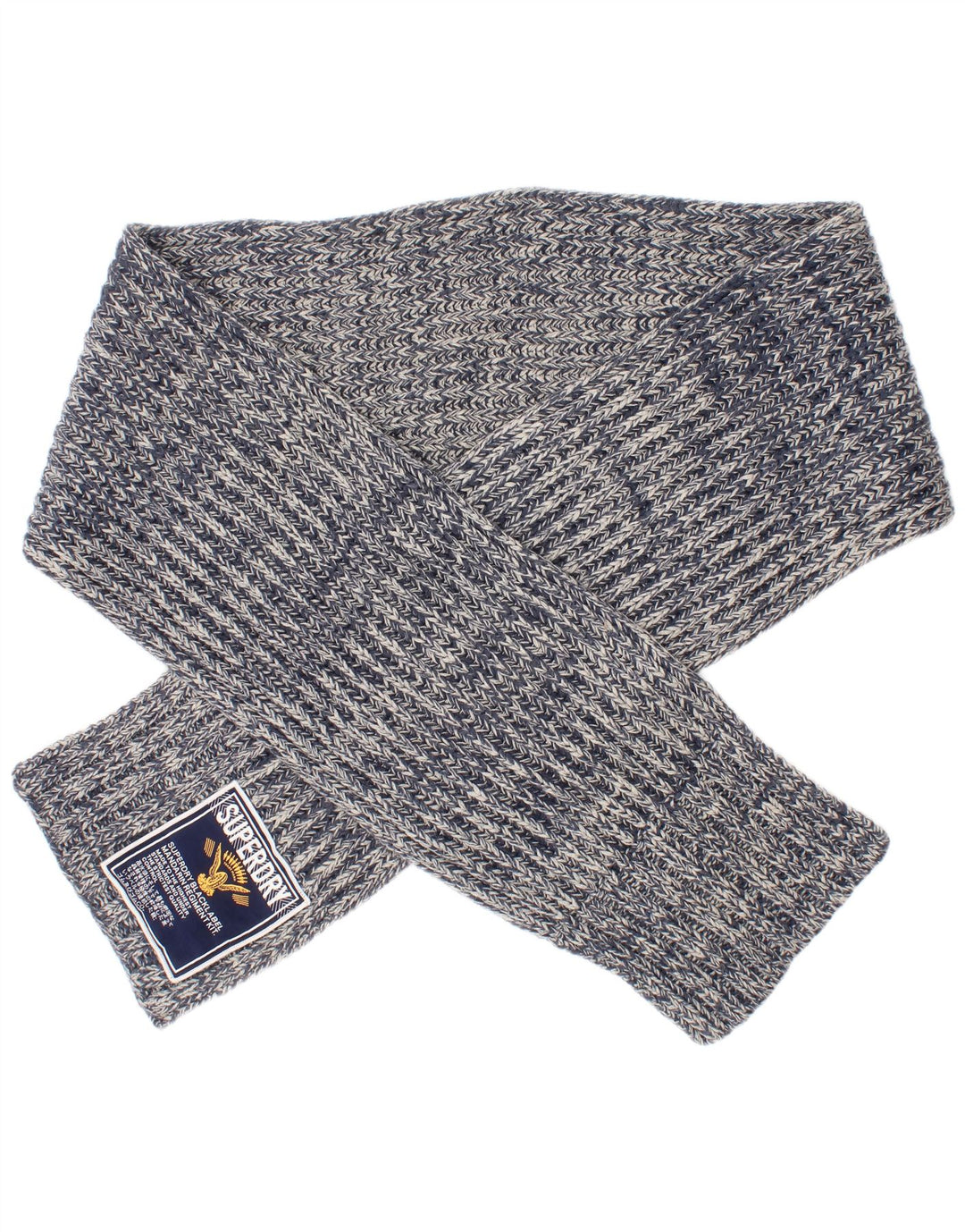 Superdry Mens Knit Rectangle Scarf One Size Blue Flecked