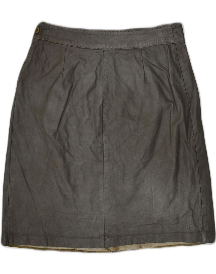 VINTAGE Womens Faux Leather A-Line Skirt W28 Medium  Grey Acrylic | Vintage Vintage | Thrift | Second-Hand Vintage | Used Clothing | Messina Hembry 