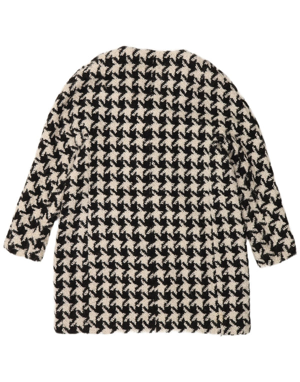 Zara Womens Overcoat UK 16 Large Black Houndstooth Wool