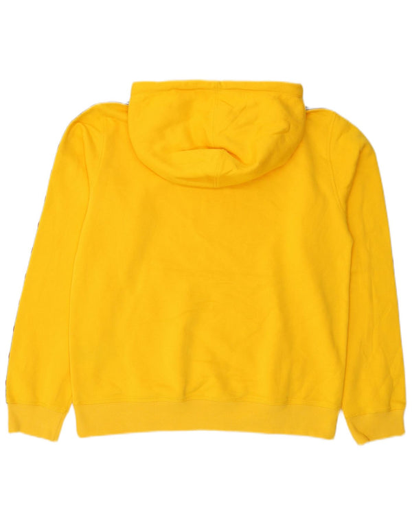 Champion Mens Graphic Hoodie Jumper Large Yellow Colourblock Cotton