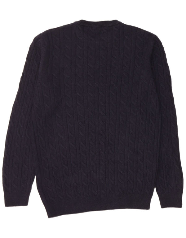 Timberland Mens Regular Fit Crew Neck Jumper Sweater Large Navy Blue Wool