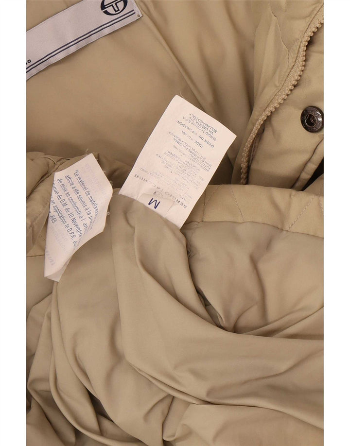Sergio Tacchini Mens Hooded Quilted Jacket UK 38 Medium Beige Polyester