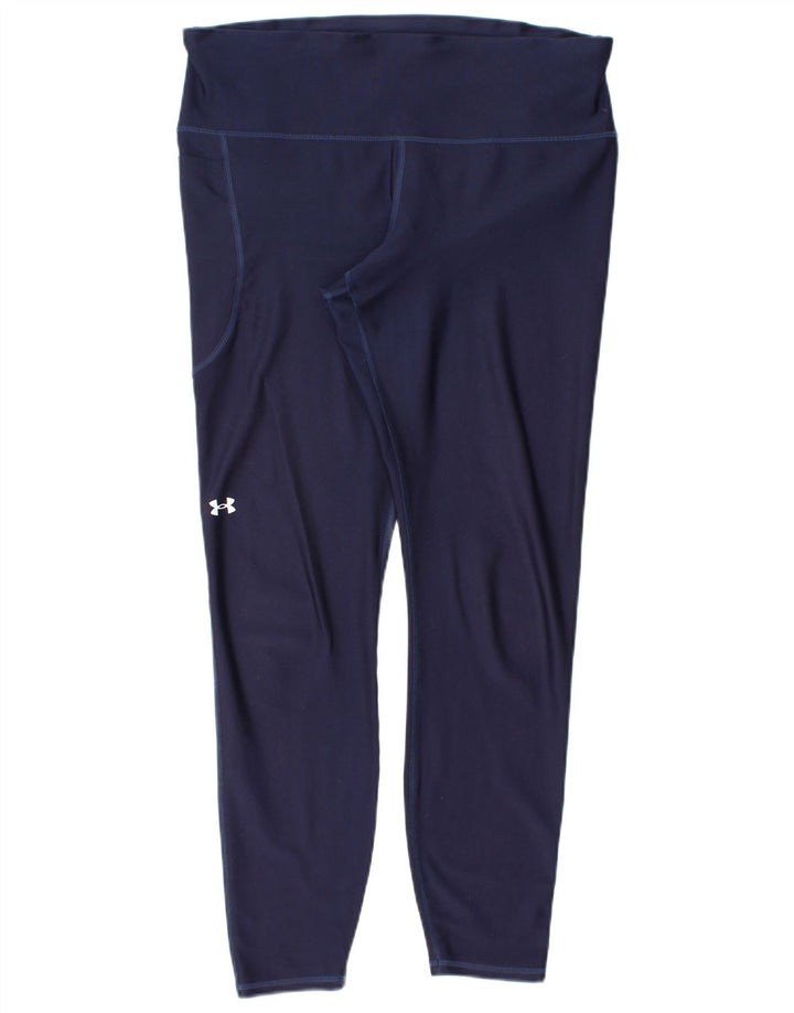 Under Armour Womens Leggings UK 14 Large Navy Blue