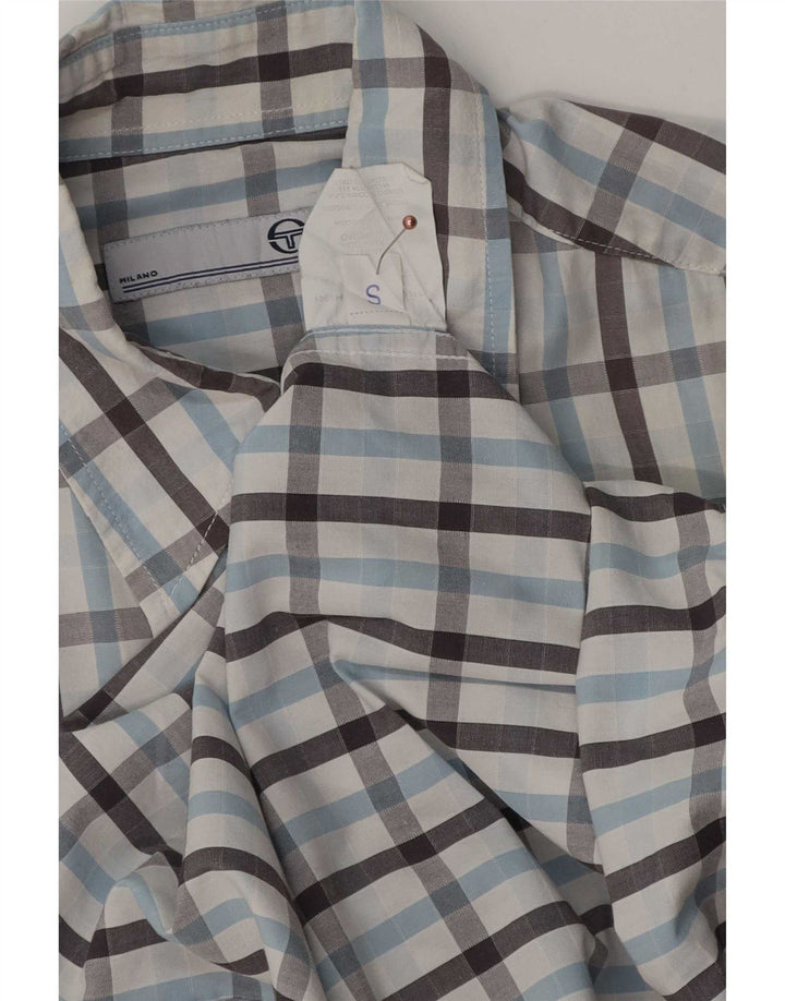 Sergio Tacchini Mens Short Sleeve Shirt Small Multicoloured Check Cotton