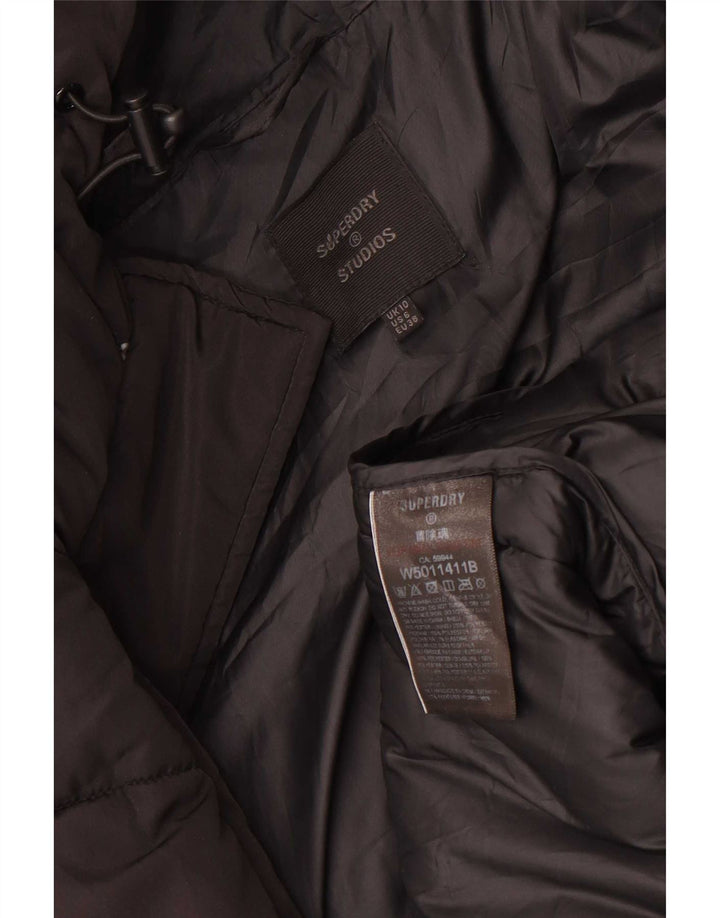 Superdry Womens Hooded Oversized Padded Coat UK 10 Small Black Polyester