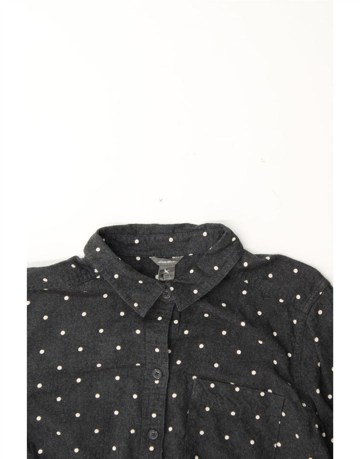 EDDIE BAUER Womens Shirt UK 16 Large Grey Polka Dot Cotton Vintage Eddie Bauer and Second-Hand Eddie Bauer from Messina Hembry 