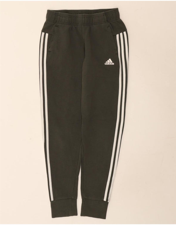 Adidas Girls Tracksuit Trousers Joggers 13-14 Years Khaki Cotton