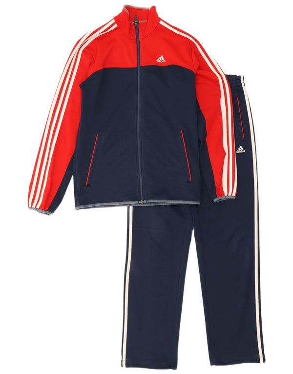 Adidas Mens Full Tracksuit UK 36/38 Small Navy Blue Colourblock Polyester