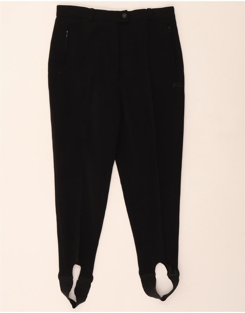 FILA Womens High Waist Stirrup Casual Trousers EU 44 XL W32 L24 Black Vintage Fila and Second-Hand Fila from Messina Hembry 