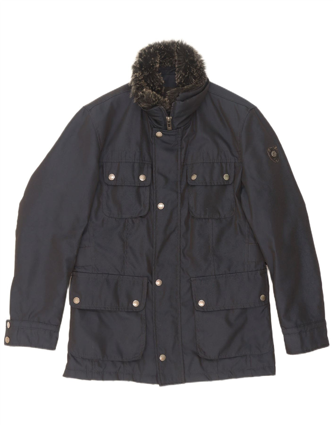 Wampum Mens Utility Jacket UK 38 Medium Navy Blue Polyester