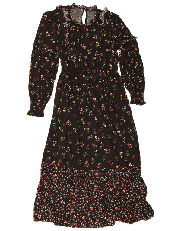Marks & Spencer Womens Maxi Dress UK 10 Small Black Floral Viscose