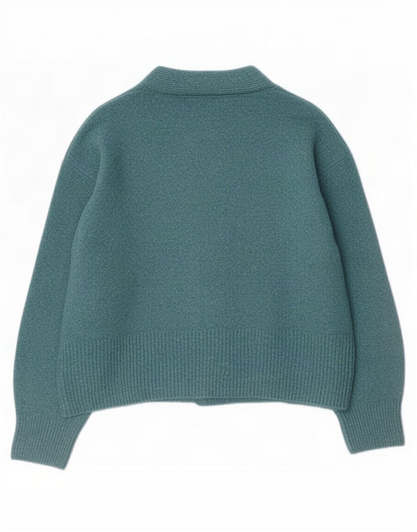 Marks & Spencer Womens Cardigan Sweater UK 14 Medium Blue Cotton