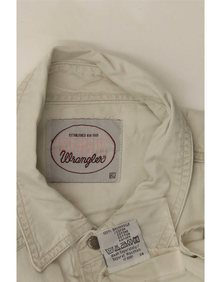 Wrangler Mens Denim Shirt XL Beige Cotton