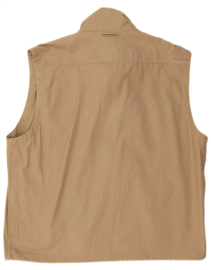 Vintage Mens Utility Gilet UK 40 Large Khaki Cotton