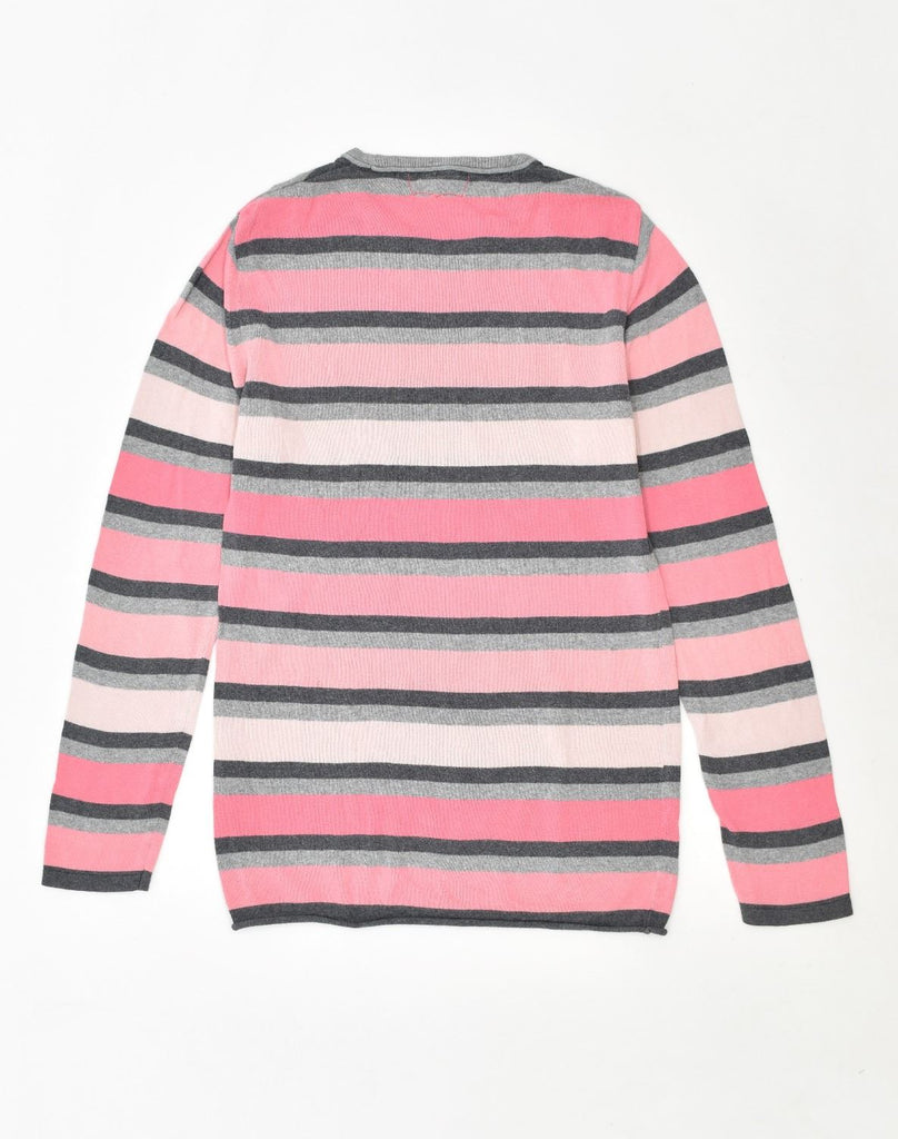 LEVI'S Womens Crew Neck Jumper Sweater UK 10 Small Pink Striped Cotton | Vintage | Thrift | Second-Hand | Used Clothing | Messina Hembry 