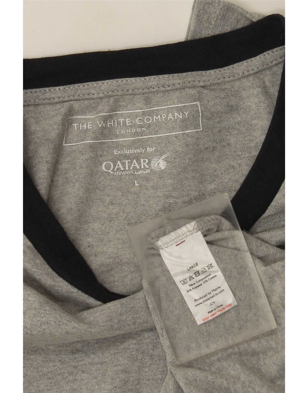 The White Company Mens Top Long Sleeve Large Grey Colourblock Polyester