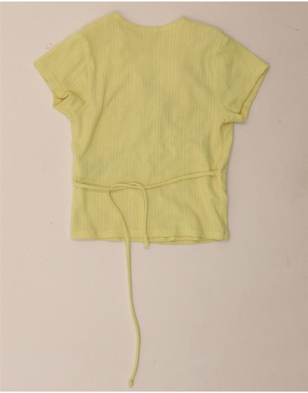 Levi's Womens Crop Wrap Cardigan Top UK 8 Small Yellow Cotton