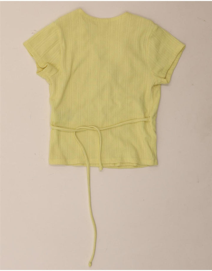 Levi's Womens Crop Wrap Cardigan Top UK 8 Small Yellow Cotton