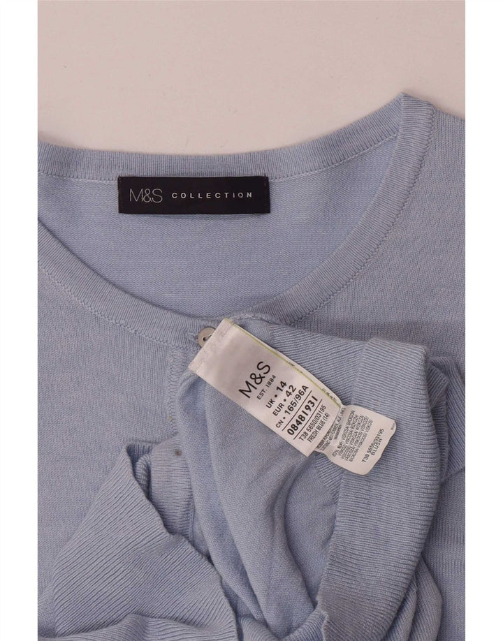 Marks & Spencer Womens Cardigan Sweater UK 14 Medium Blue Viscose