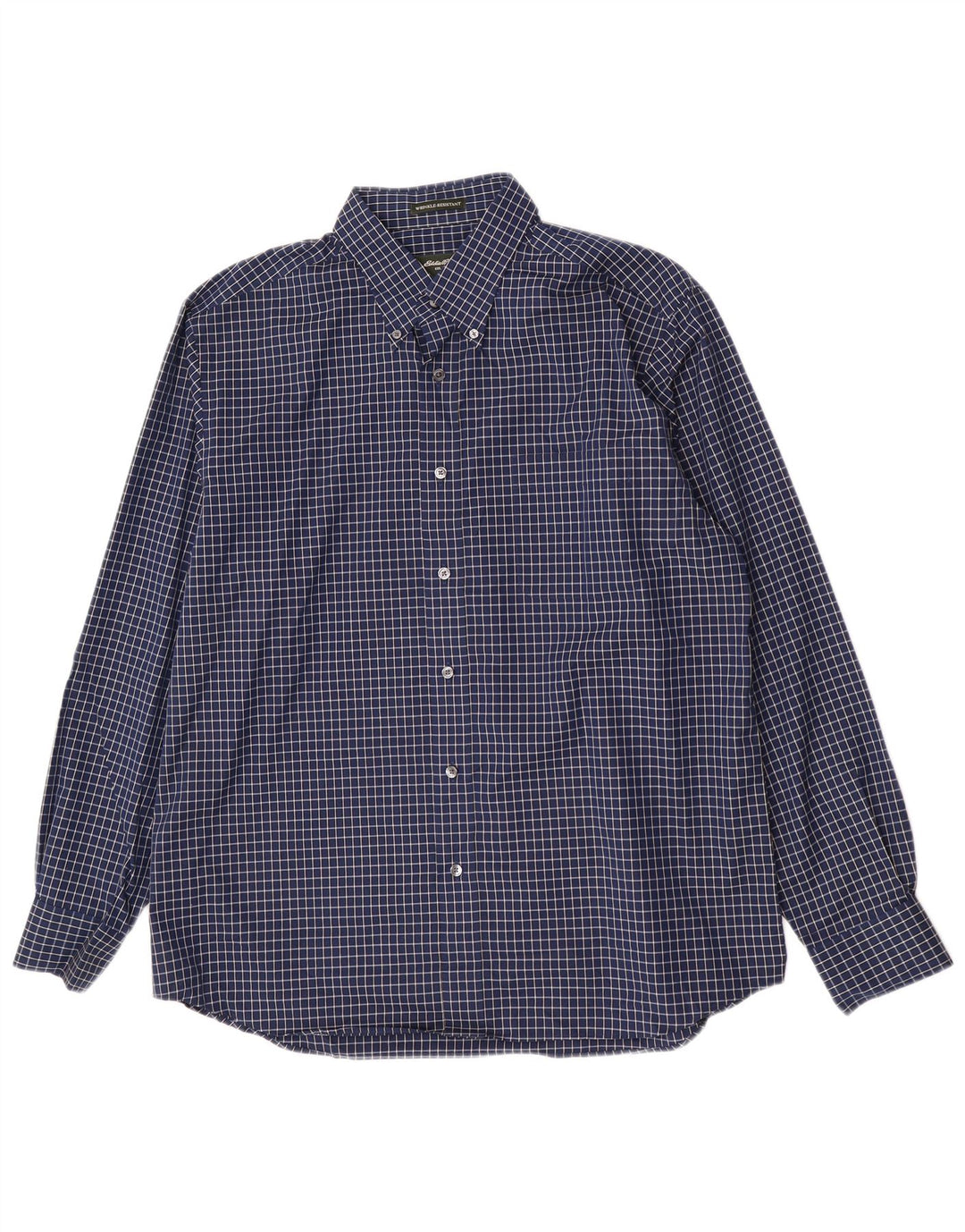 Eddie Bauer Mens Shirt Large Navy Blue Check Cotton