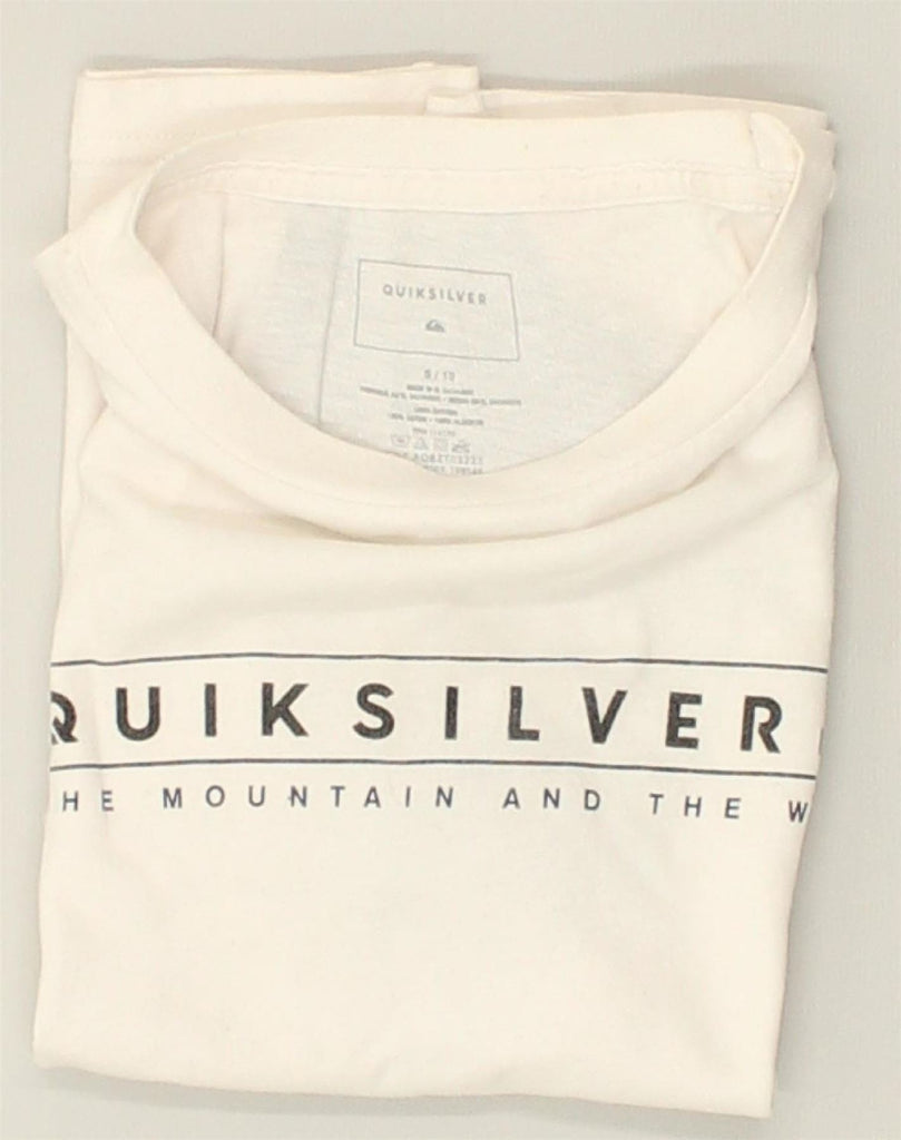 QUIKSILVER Boys Graphic T-Shirt Top 9-10 Years Small  White Colourblock | Vintage Quiksilver | Thrift | Second-Hand Quiksilver | Used Clothing | Messina Hembry 