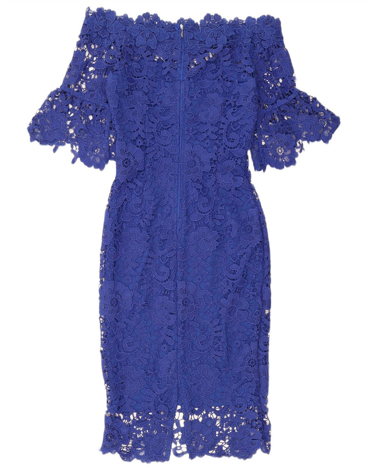 PAPER DOLLS Womens Off Shoulder Dress UK 8 Small Blue Floral Polyester