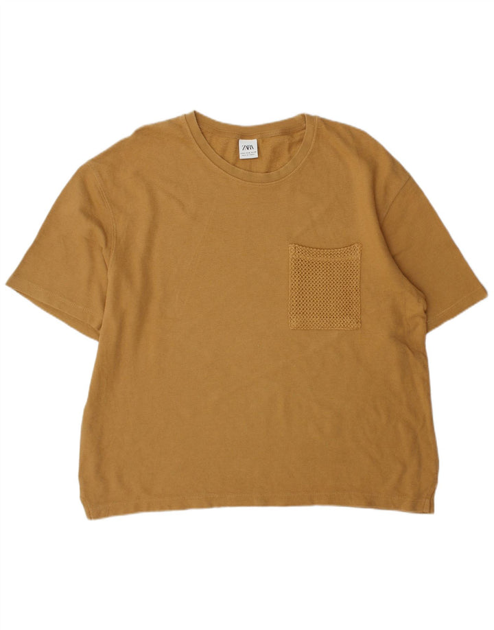 Zara Womens Oversized T-Shirt Top UK 12 Medium Brown