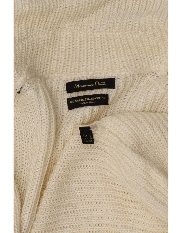Massimo Dutti Womens Longline Open Cardigan Sweater UK 10 Small Off White