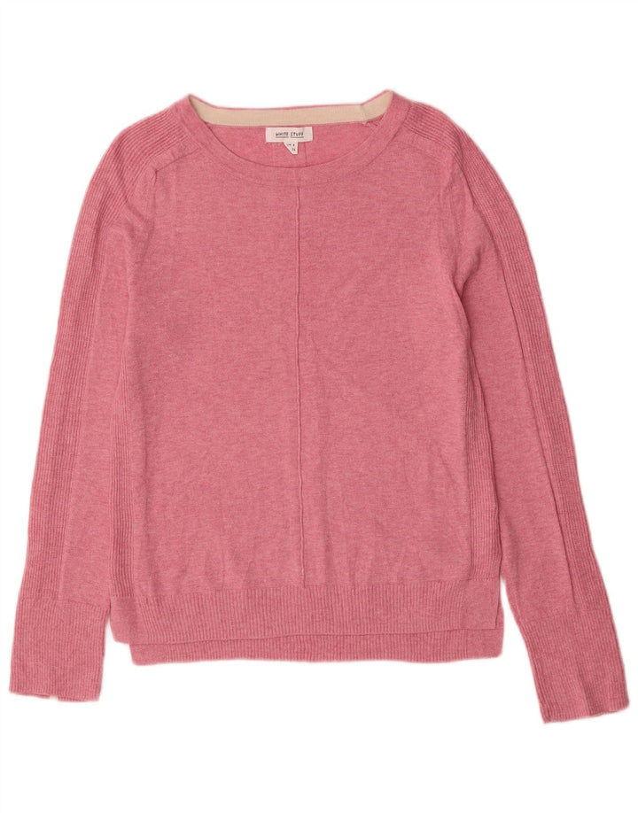 White Stuff Womens Boat Neck Jumper Sweater UK 8 Small Pink Cotton