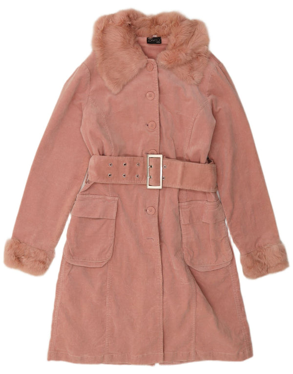 Vintage Womens Corduroy Coat UK 10 Small Pink Cotton